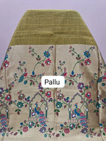 Olive Green Chanderi Saree Pallu