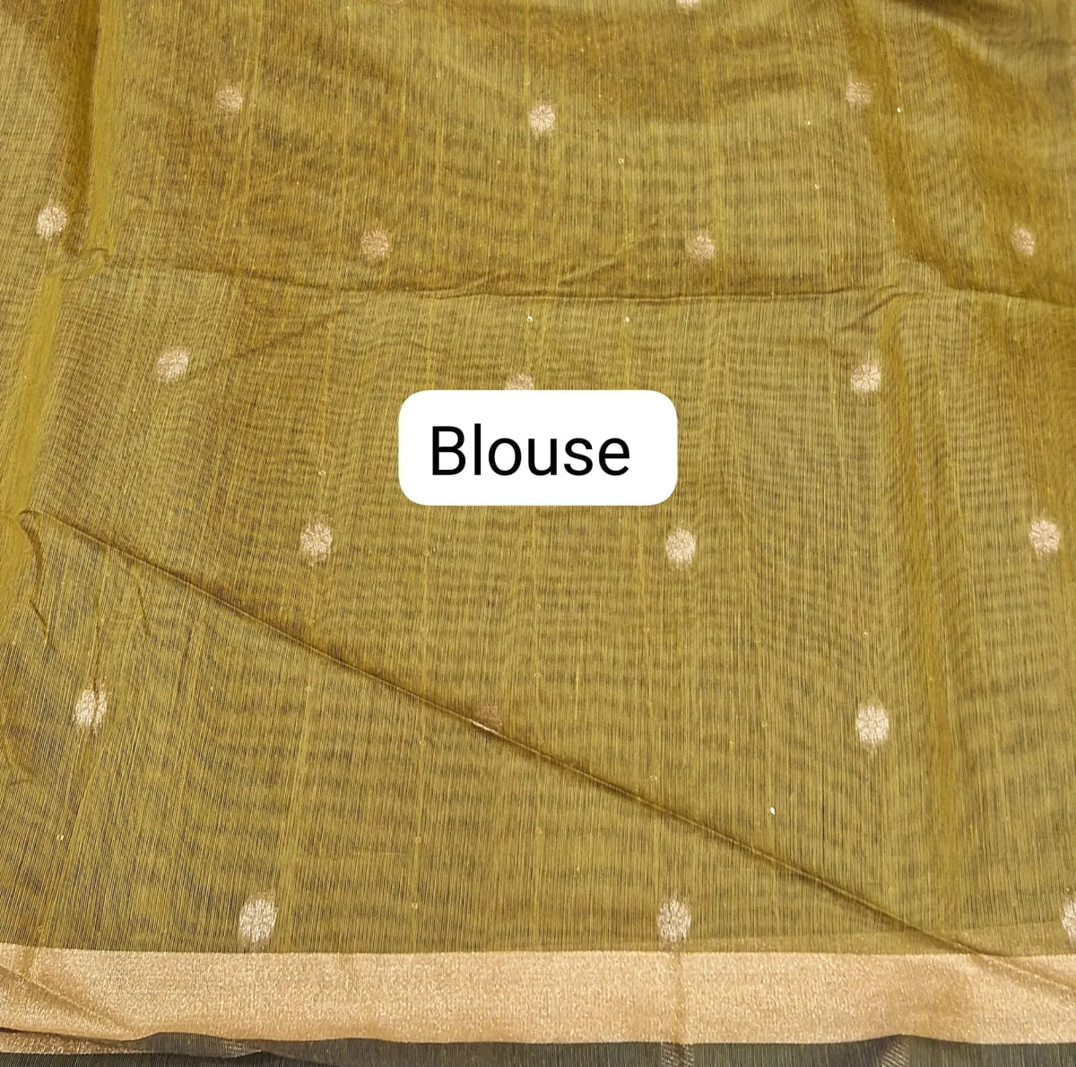 Olive Green Chanderi Saree Blouse