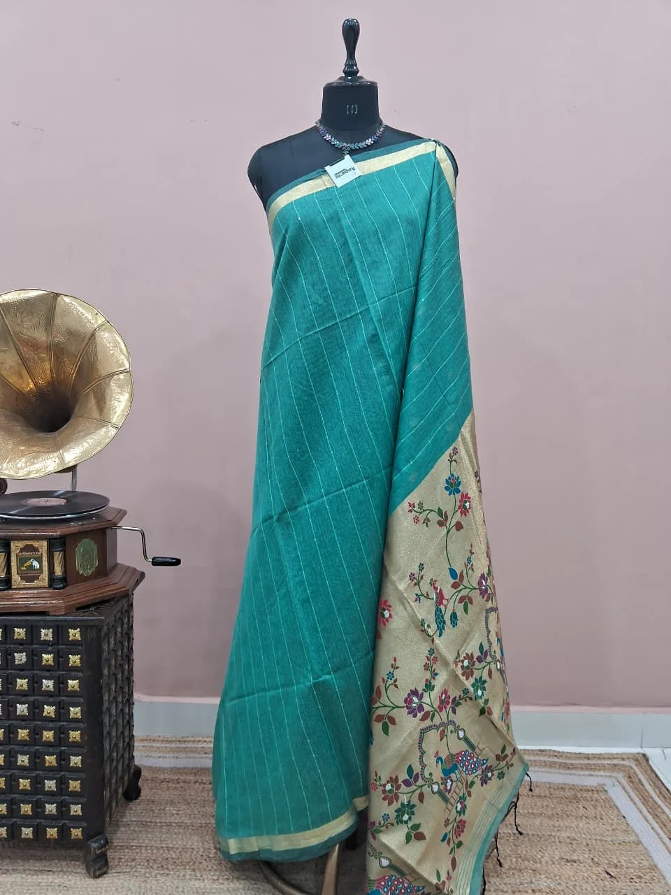 Marine Blue Chanderi Saree