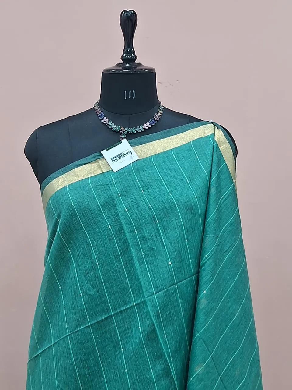 Marine Blue Chanderi Saree 1
