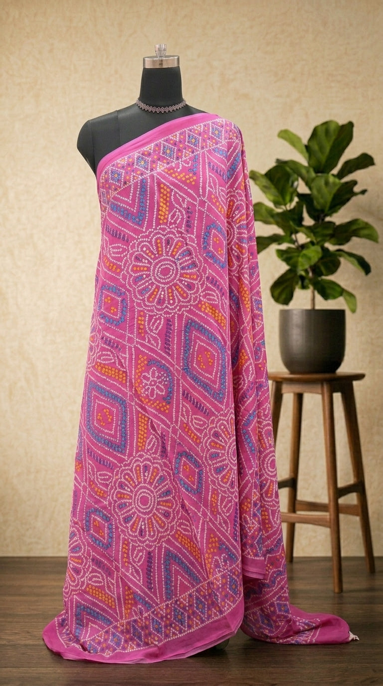 Vibrant Pink Bliss Mulmul Cotton Saree