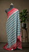 Red & Indigo Zigzag Pattern Mulmul Cotton Saree