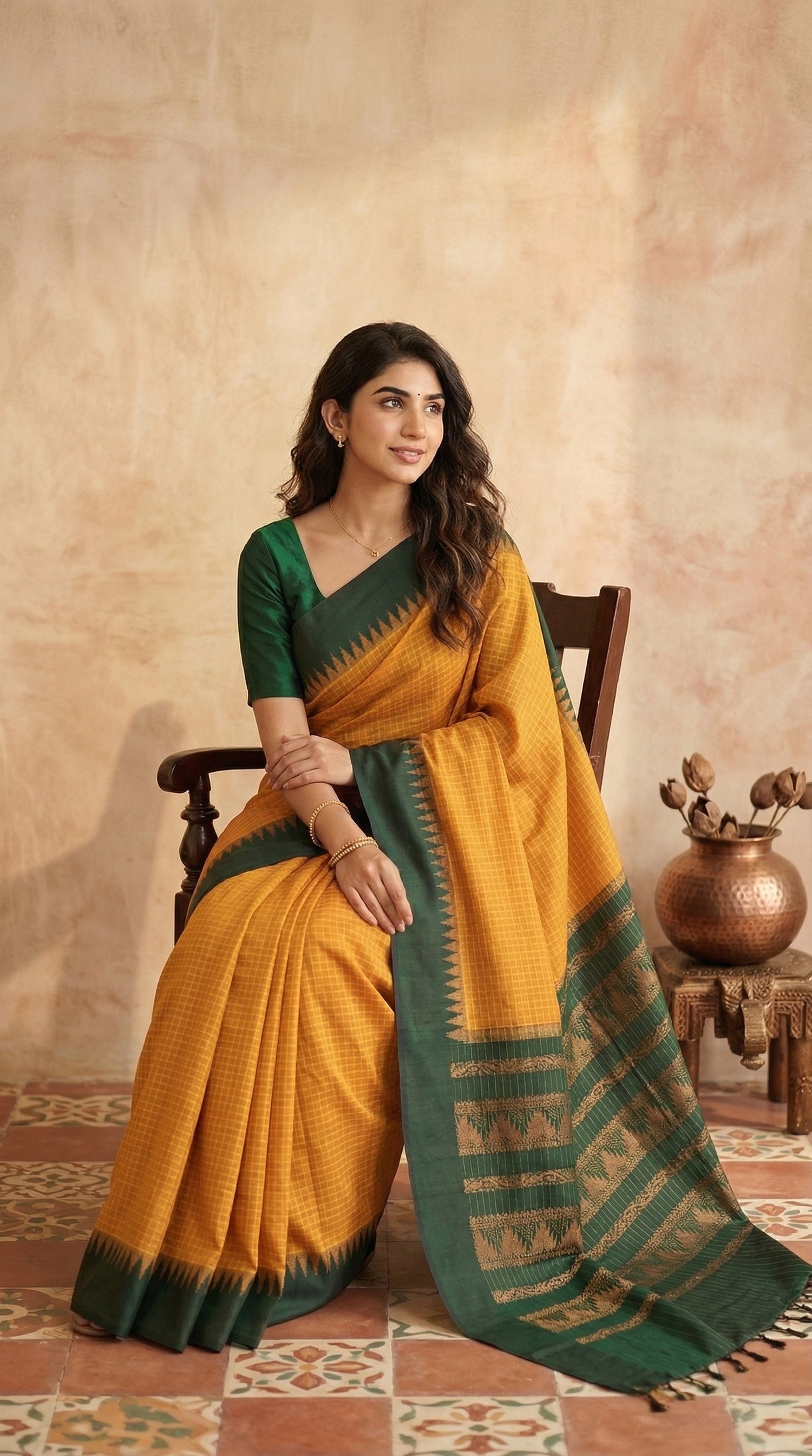 Graceful Mango Yellow Kalyani Cotton Saree