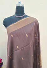 Chocolate Brown Pure Maheshwari Silk Saree 1