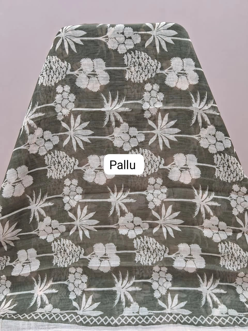 Light olive green Chandheri saree pallu