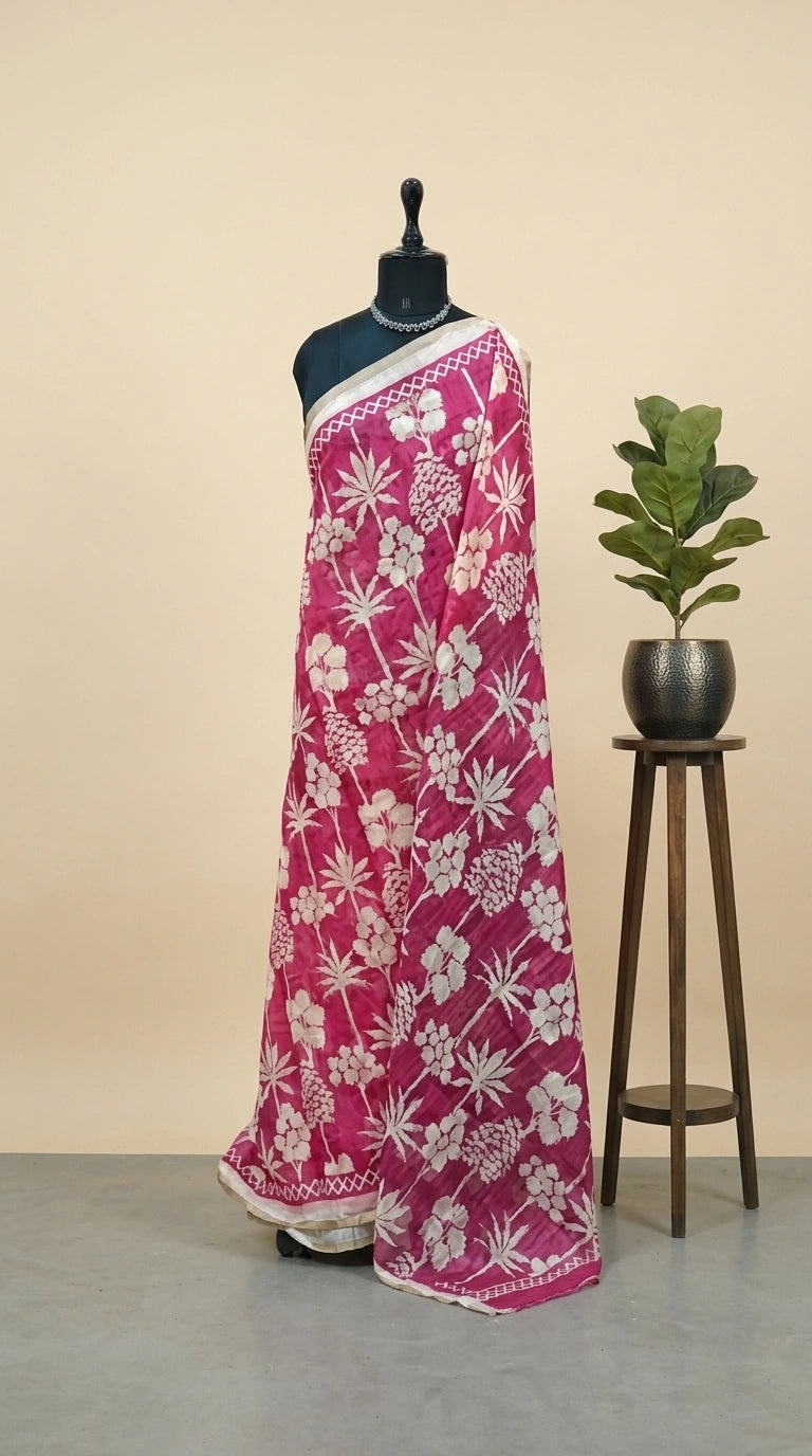 Graceful pink Chandheri saree 