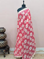 Dark Peach Chandheri saree 