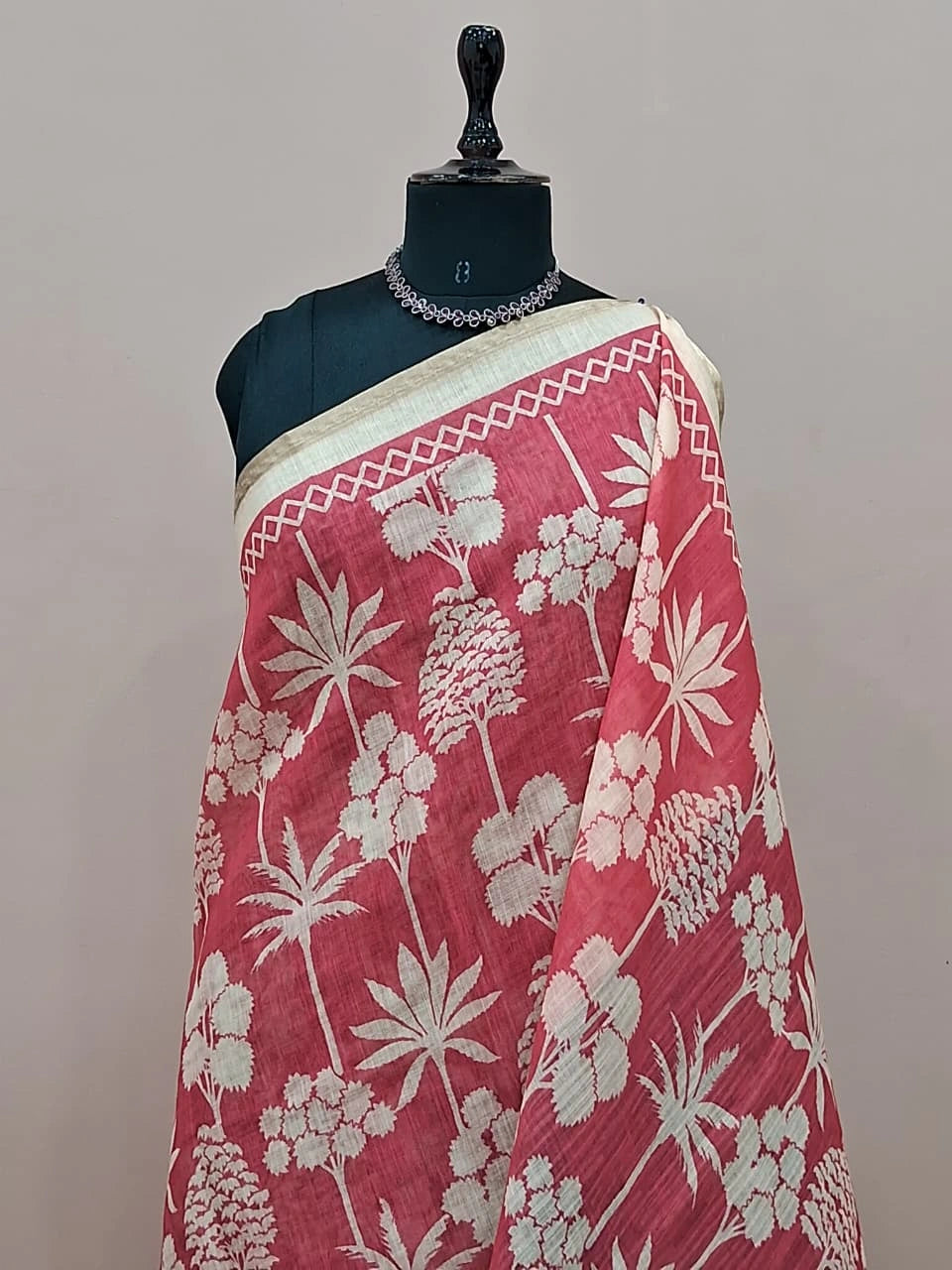 Dark Peach Chandheri saree 1