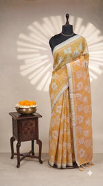 Light yellow Chandheri saree 