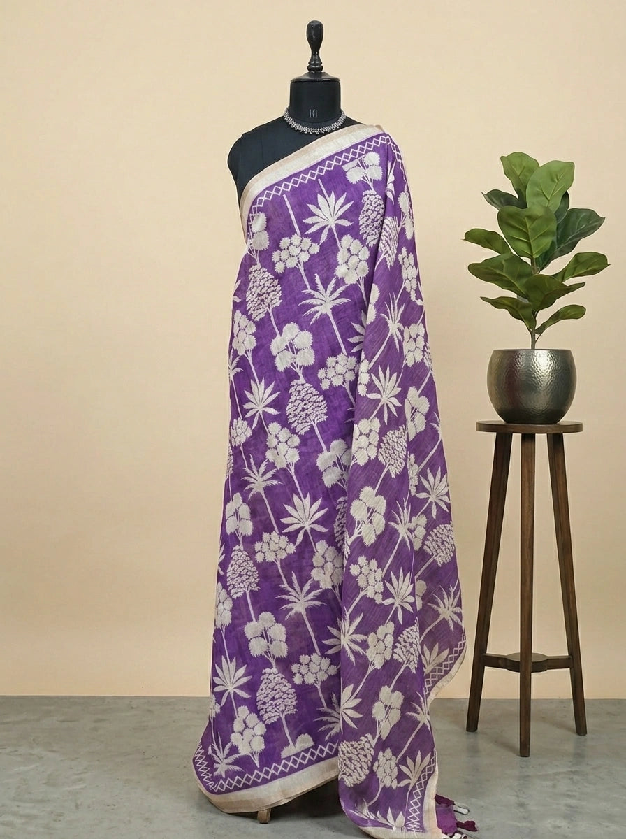 Purple Chandheri saree 
