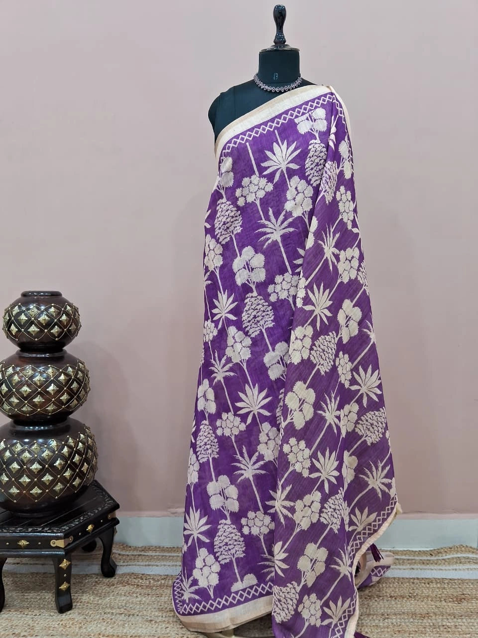 Purple Chandheri saree 