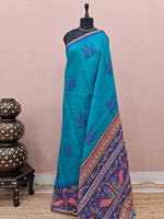 Teal Blue Chandheri saree 