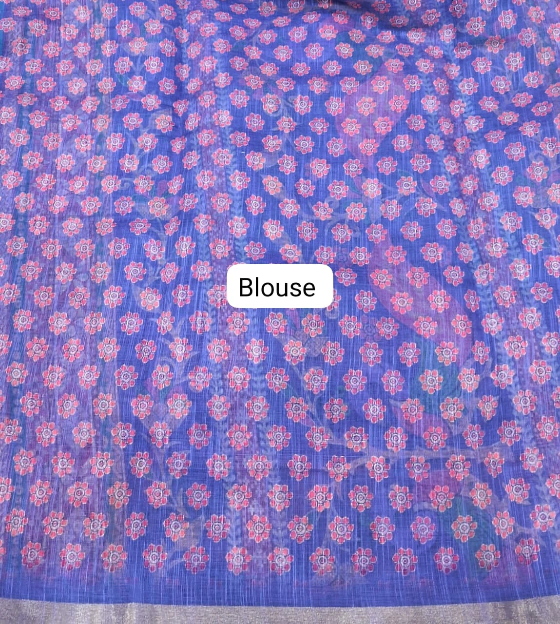 Teal Blue Chandheri saree blouse