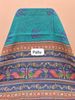 Teal Blue Chandheri saree pallu