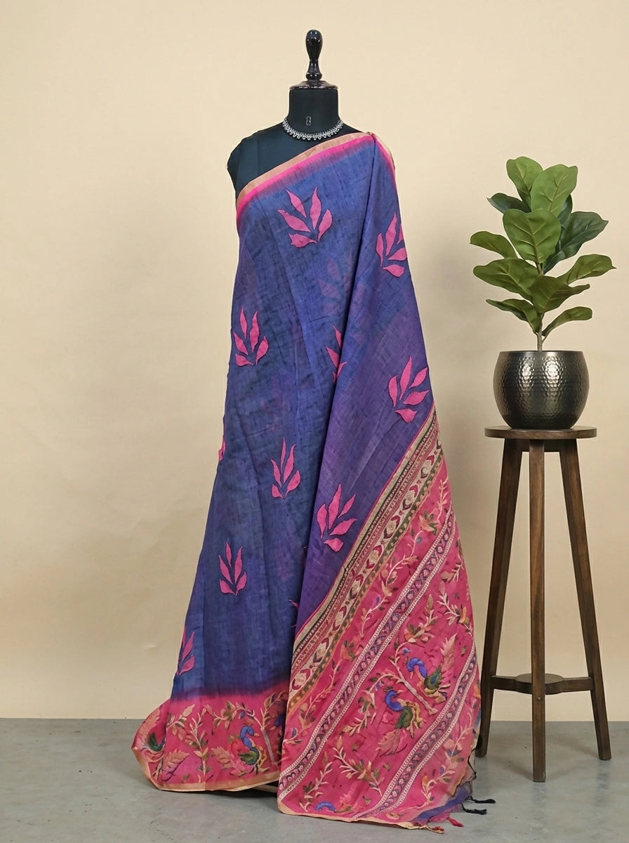 Blue Chandheri saree 