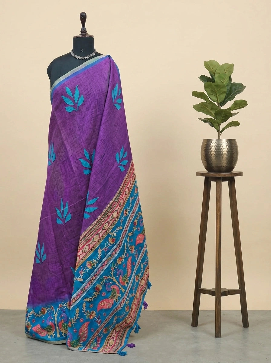 Purple Chandheri saree 