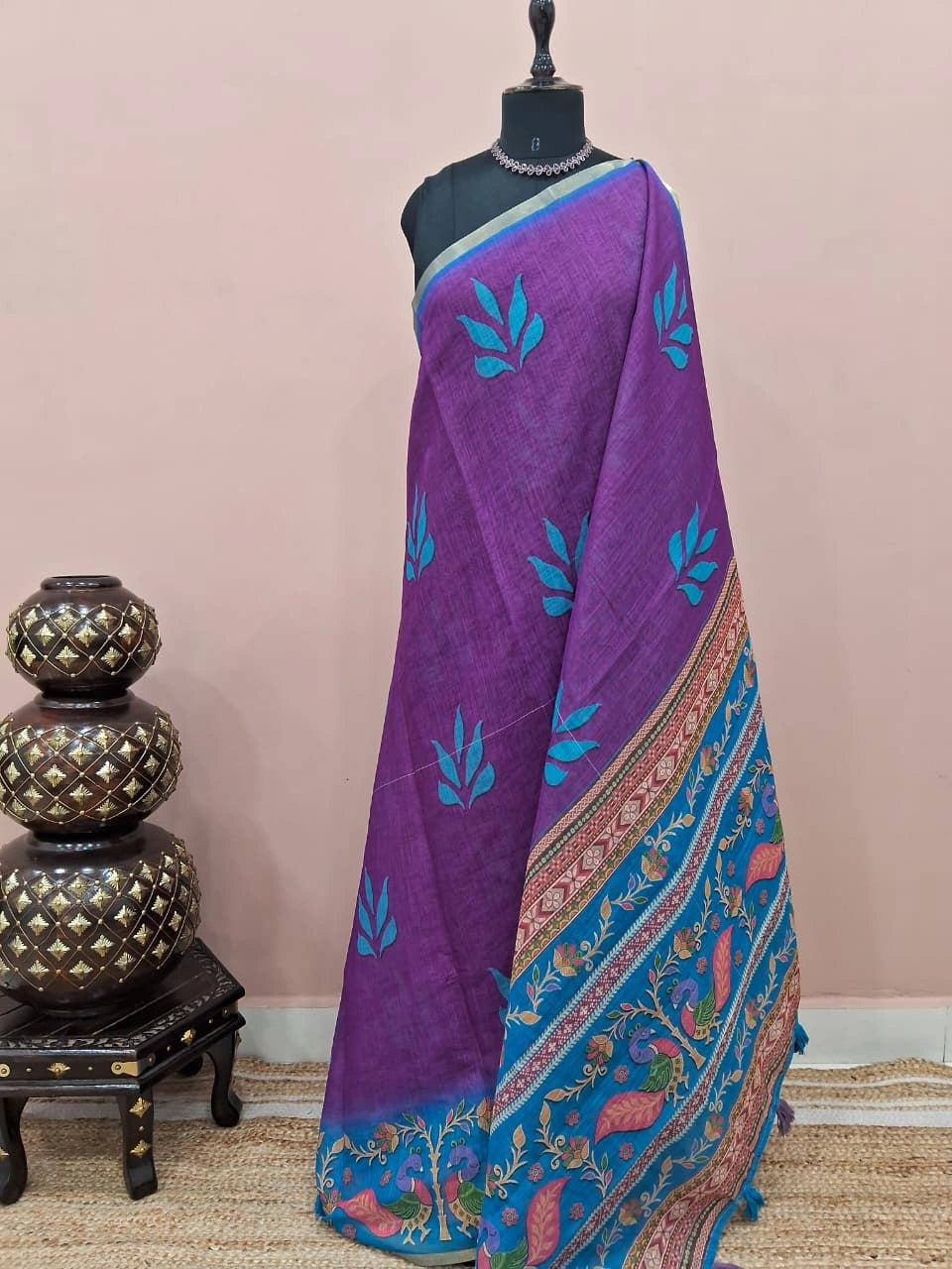 Purple Chandheri saree 