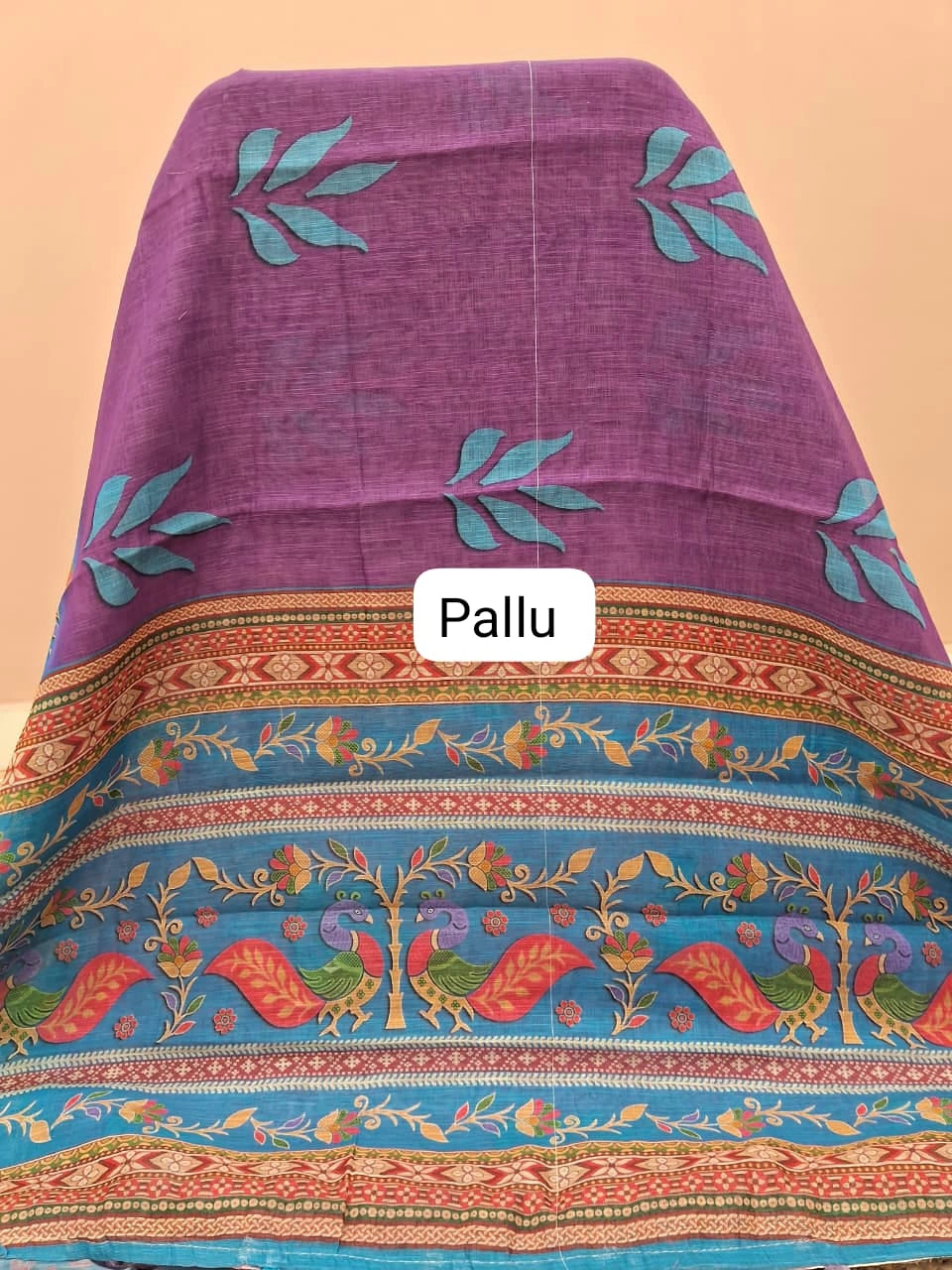 Purple Chandheri saree pallu