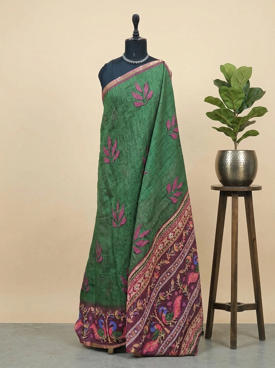 Elegant green Chandheri saree 