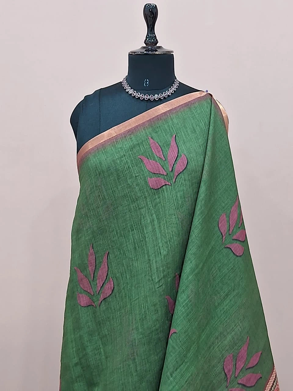 Elegant green Chandheri saree 1