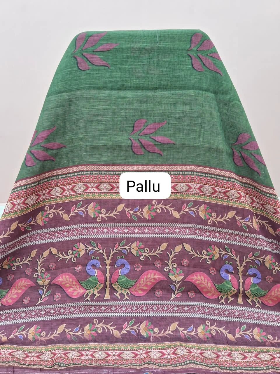 Elegant green Chandheri saree pallu