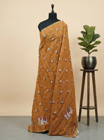 Mustard Yellow Chandheri Saree 