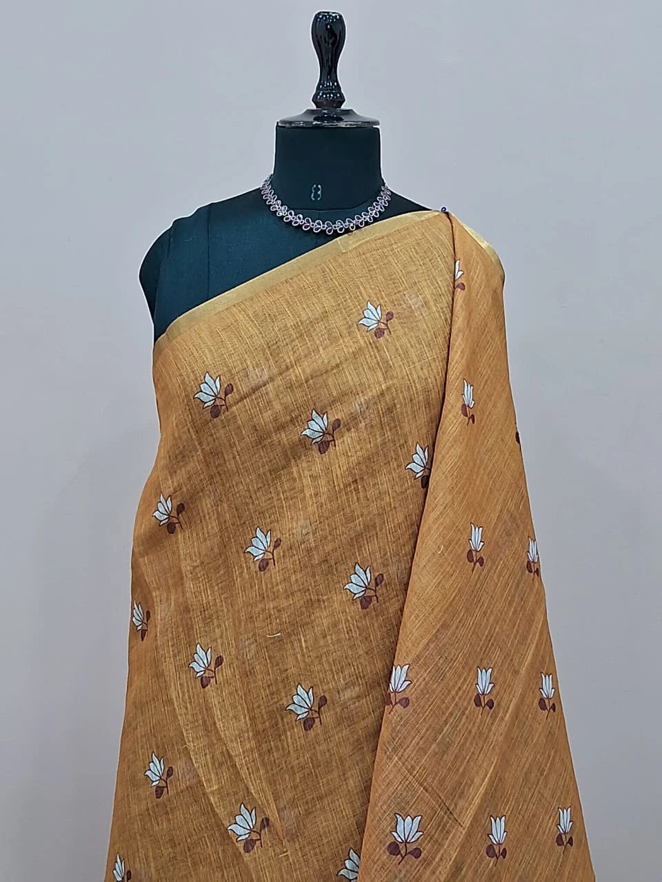 Mustard Yellow Chandheri Saree 1