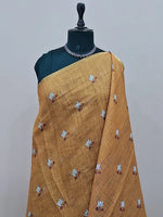 Mustard Yellow Chandheri Saree 1