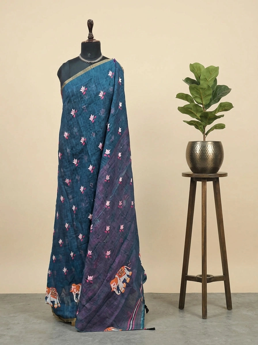 Peacock Blue Chandheri Saree 