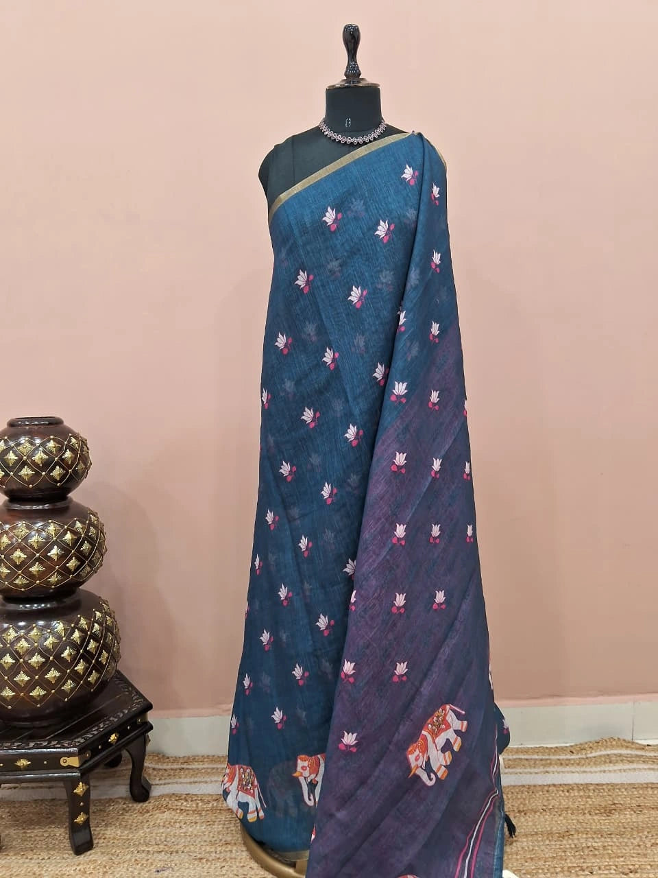 Peacock Blue Chandheri Saree 