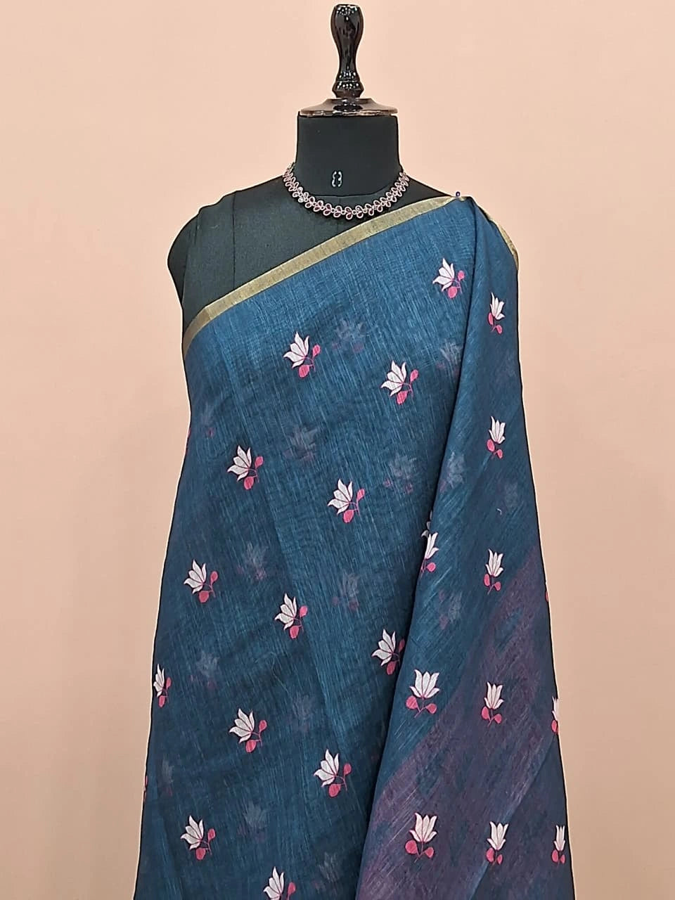 Peacock Blue Chandheri Saree 1