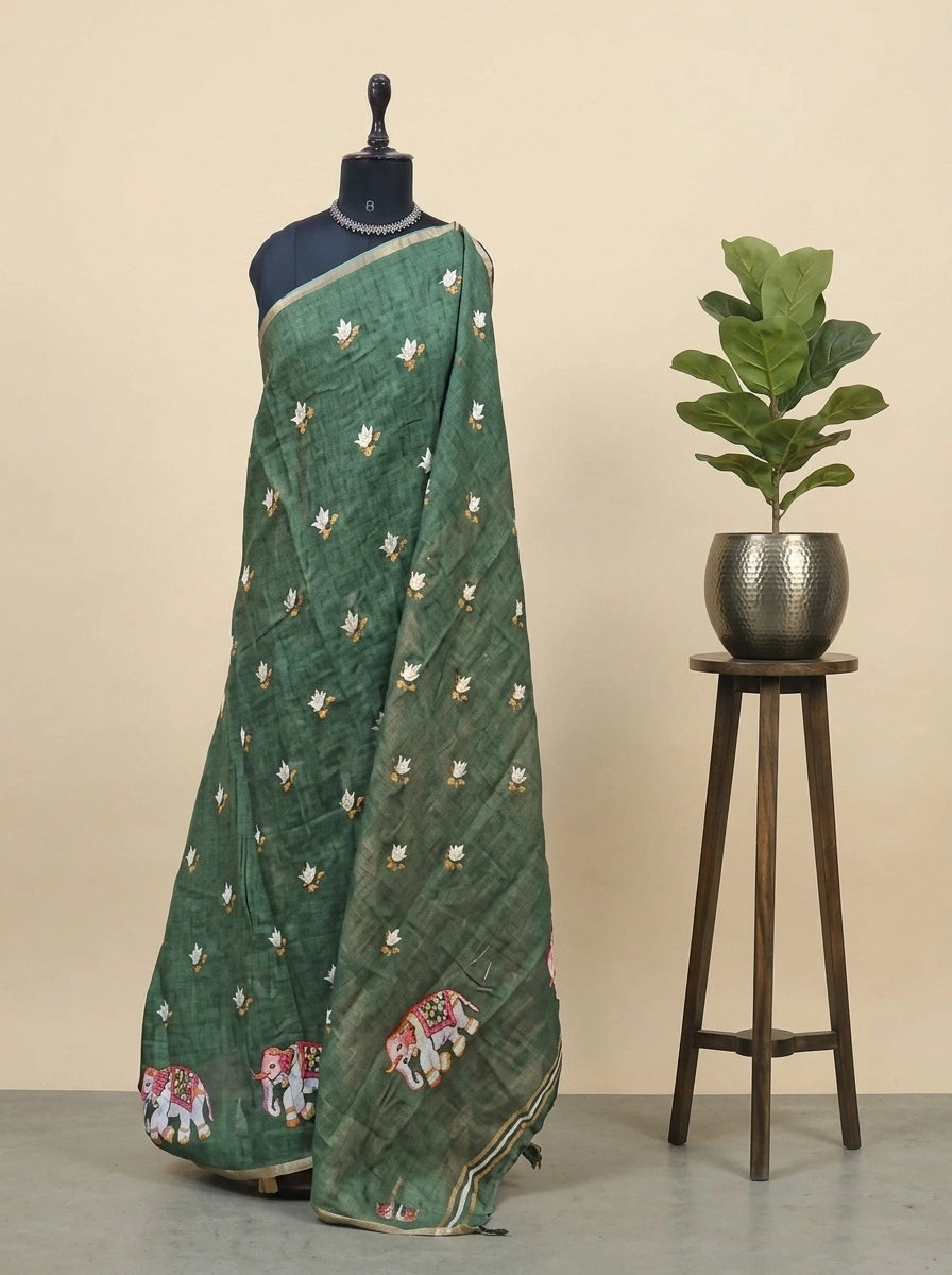 Green Chandheri Saree 