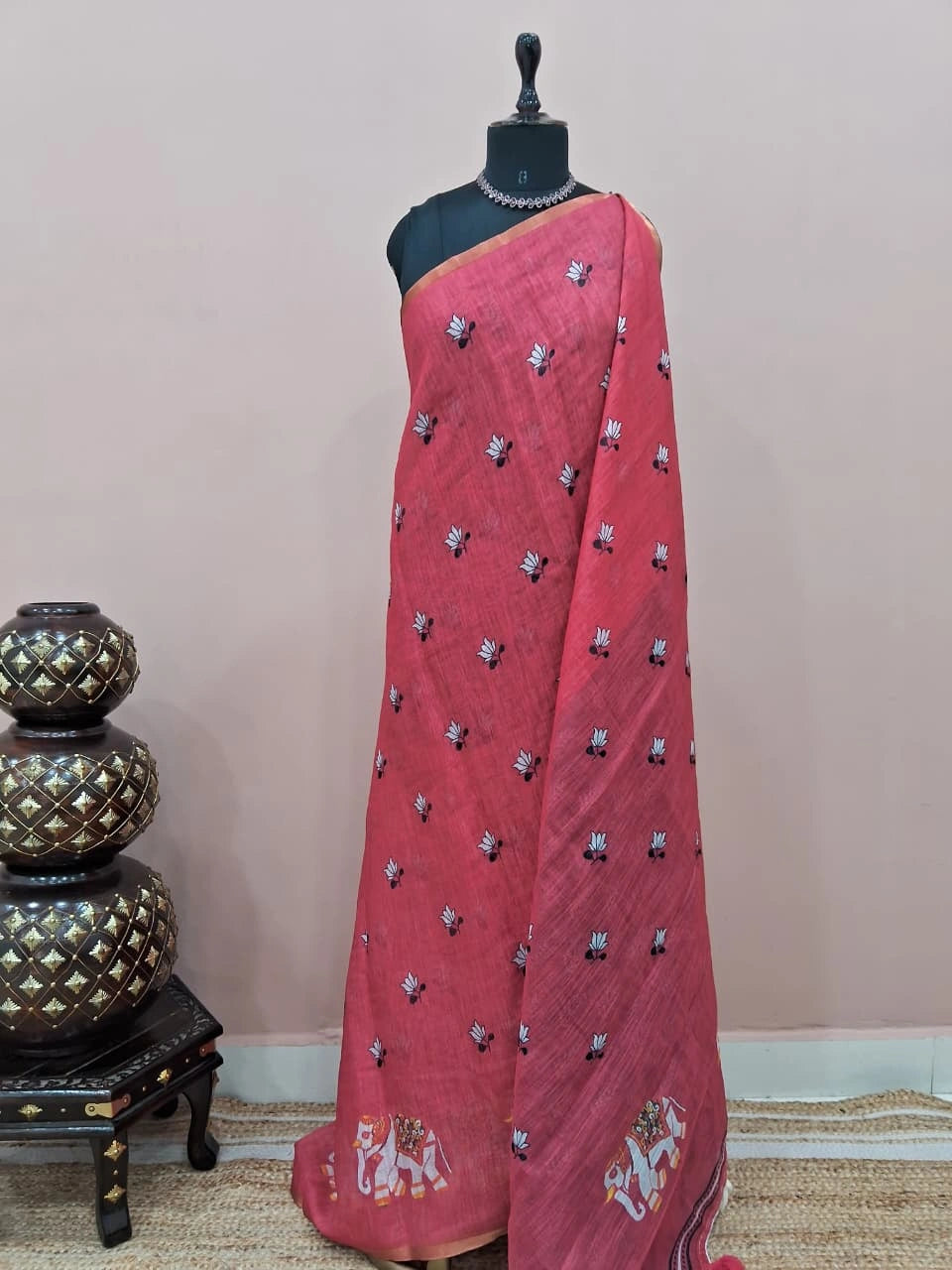 Pink Chandheri Saree 
