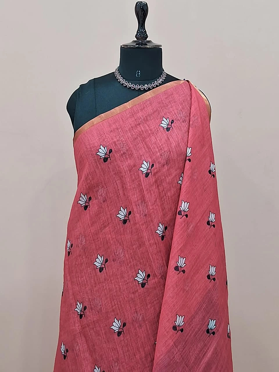 Pink Chandheri Saree 1
