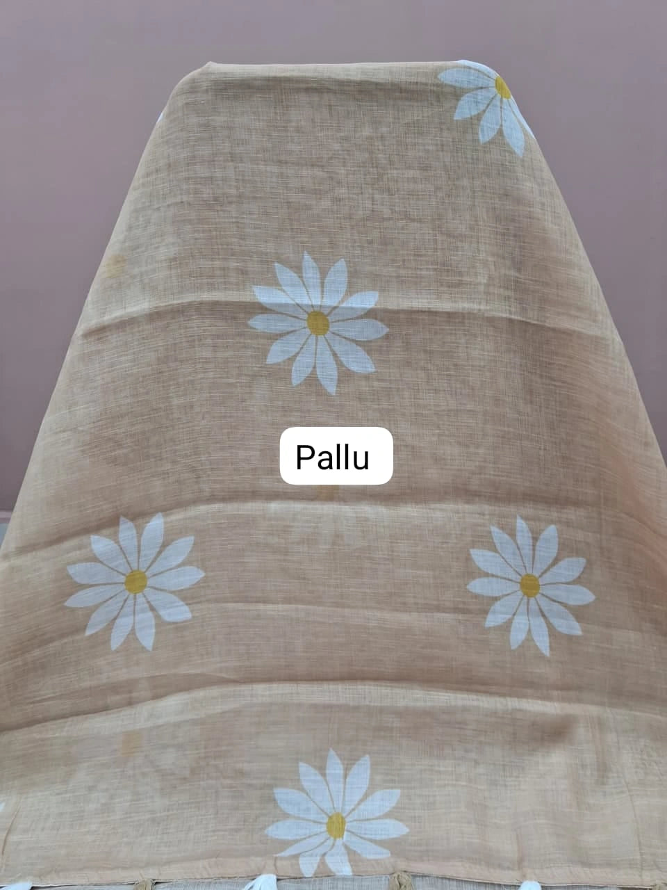Beige Chanderi Saree Pallu
