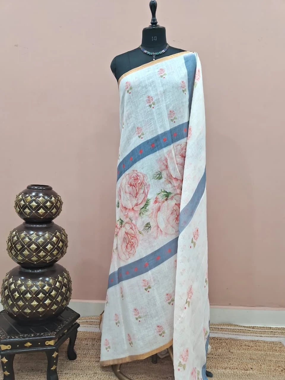 Pure White Chandheri Saree 