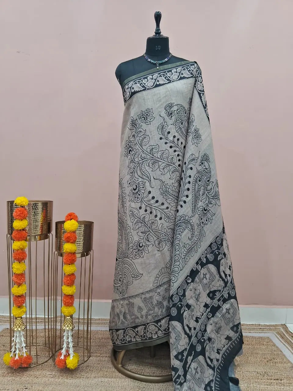 Grey Chanderi Saree