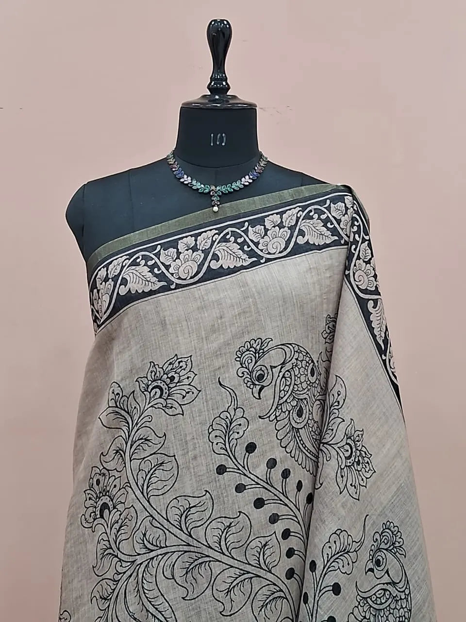 Grey Chanderi Saree 1