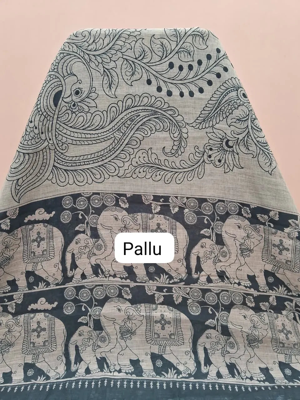 Grey Chanderi Saree Pallu