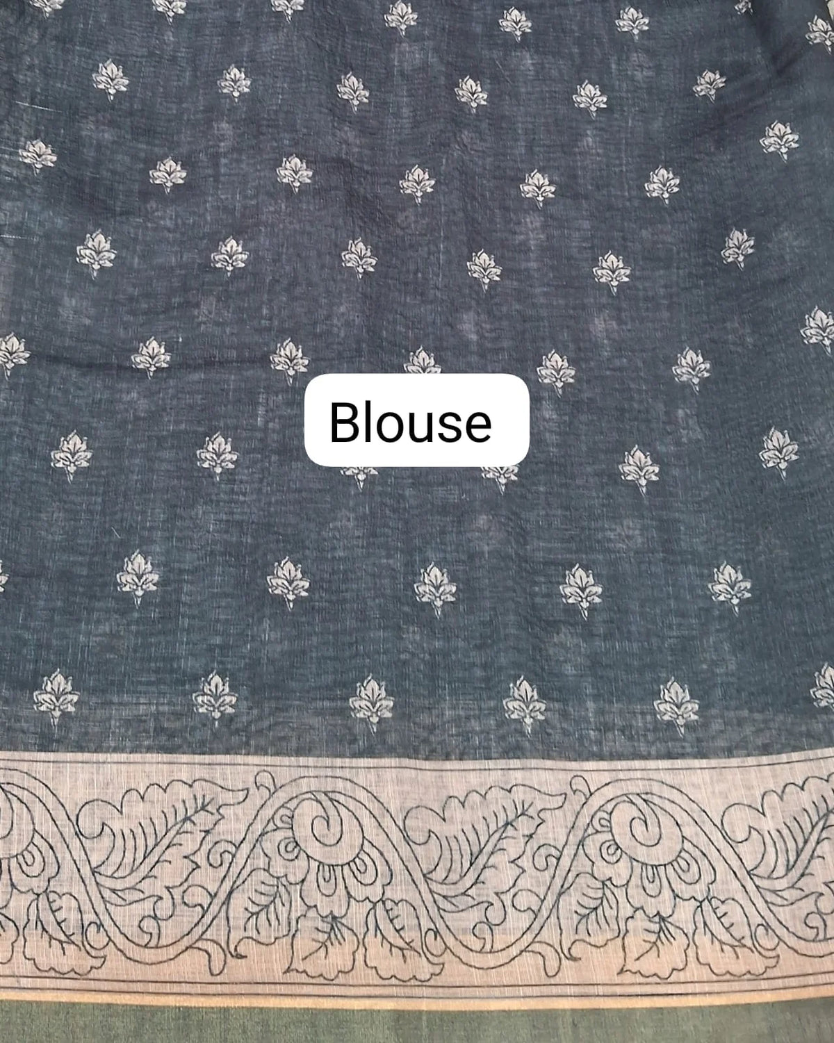 Grey Chanderi Saree Blouse