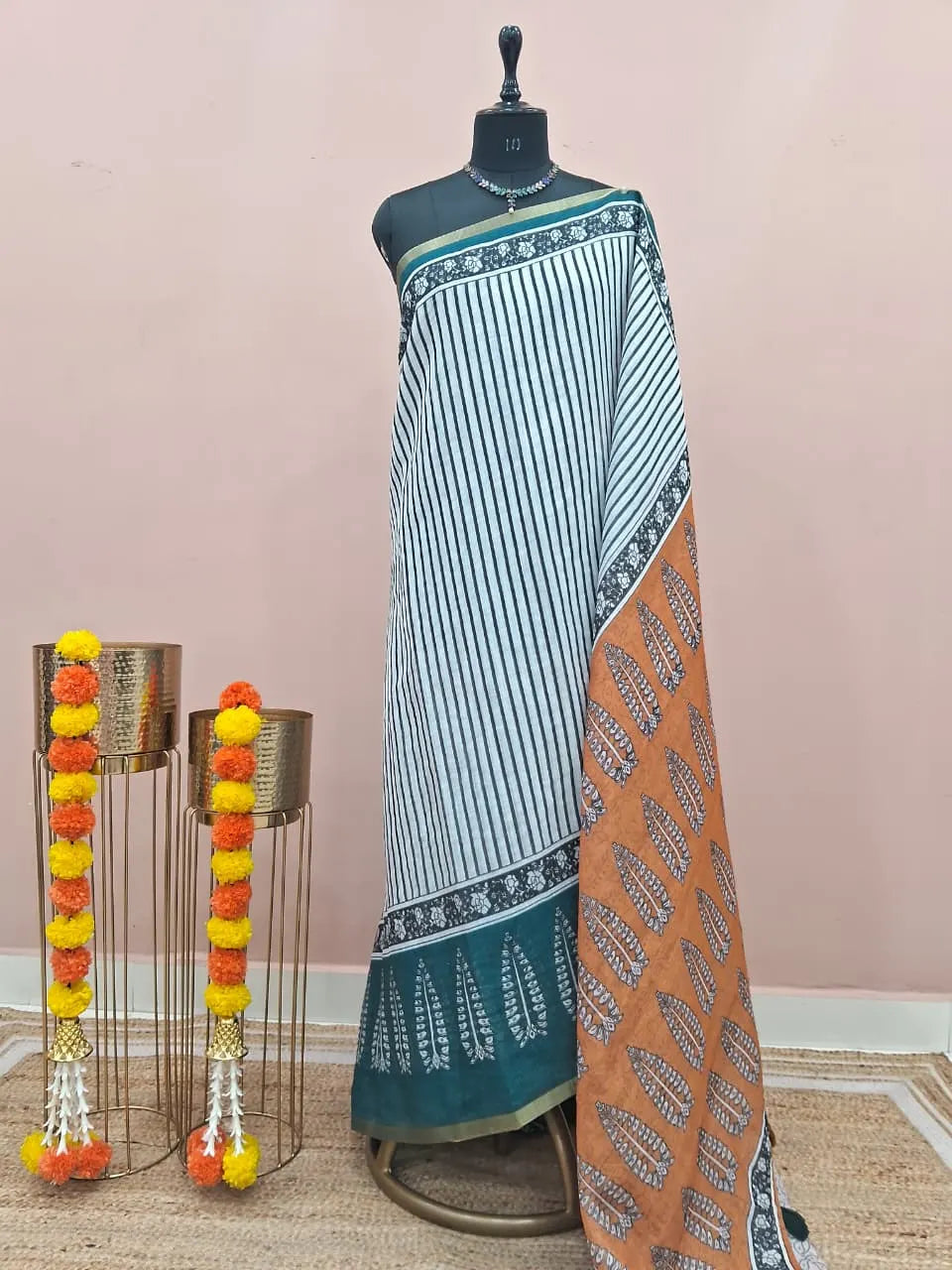 Black and White Chanderi Saree