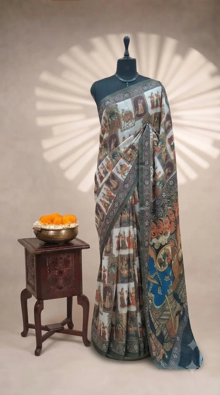 Pure White Chandheri Saree
