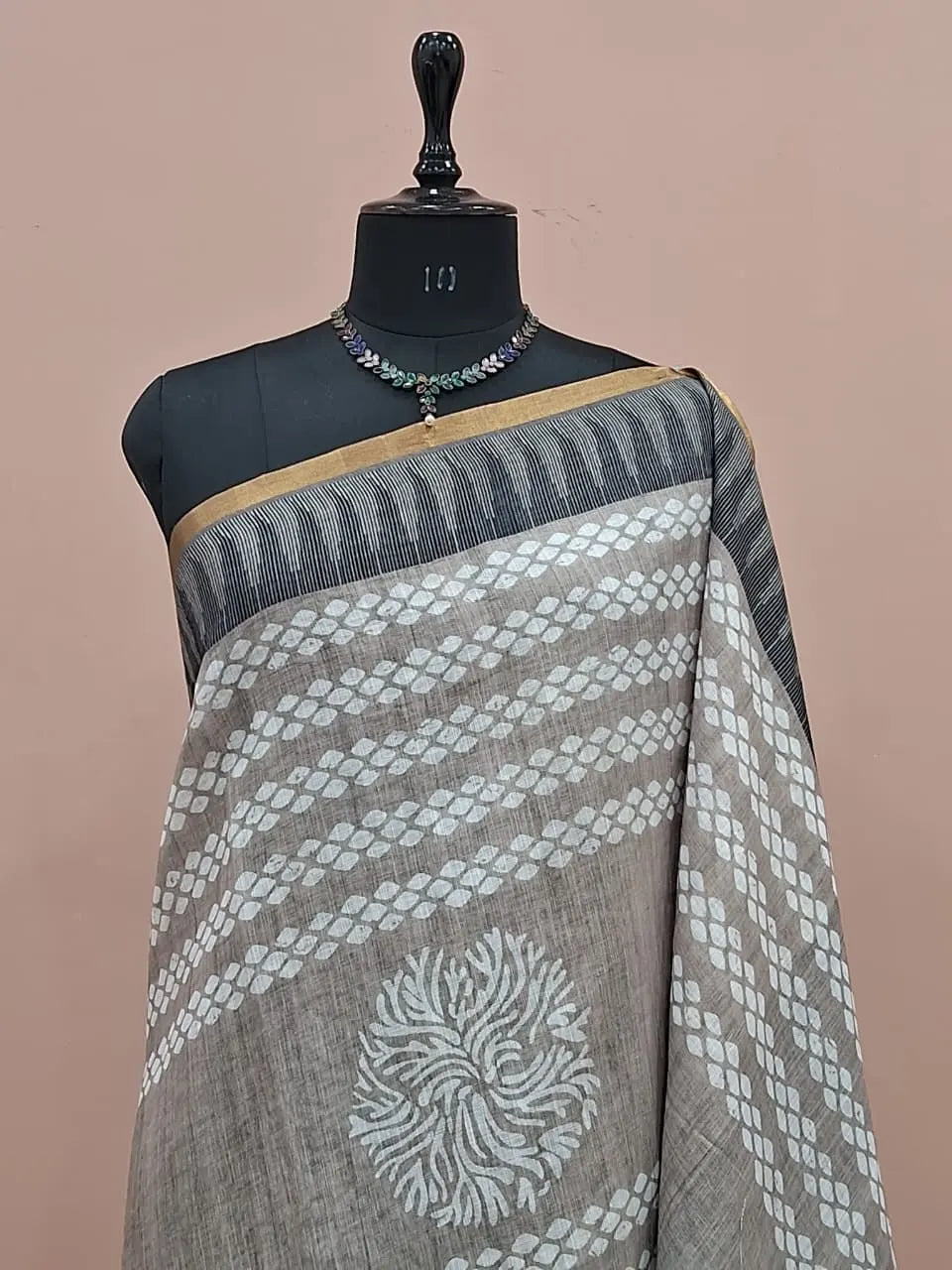 Ash Grey Chandheri Saree 1