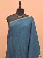 Plain Blue Chanderi Saree 1