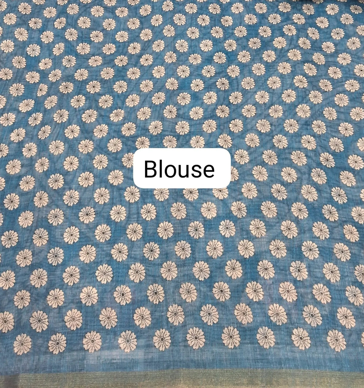 Plain Blue Chanderi Saree Blouse