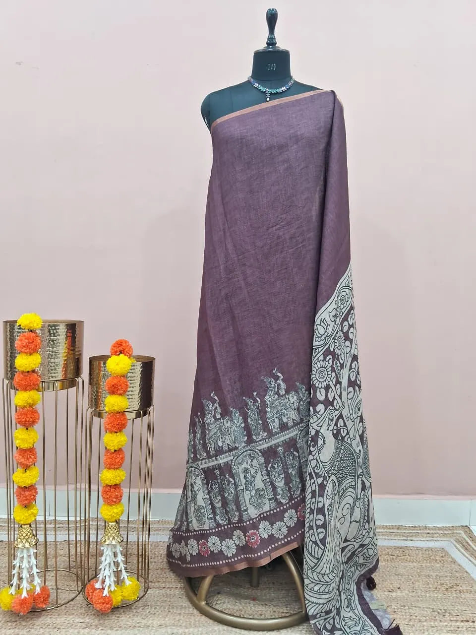 Dark Purple Chanderi Saree