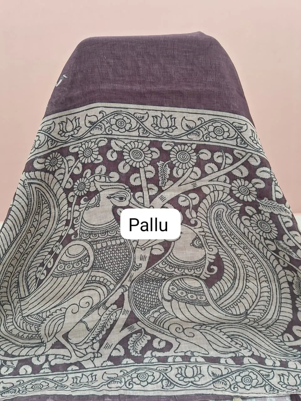 Dark Purple Chanderi Saree Pallu