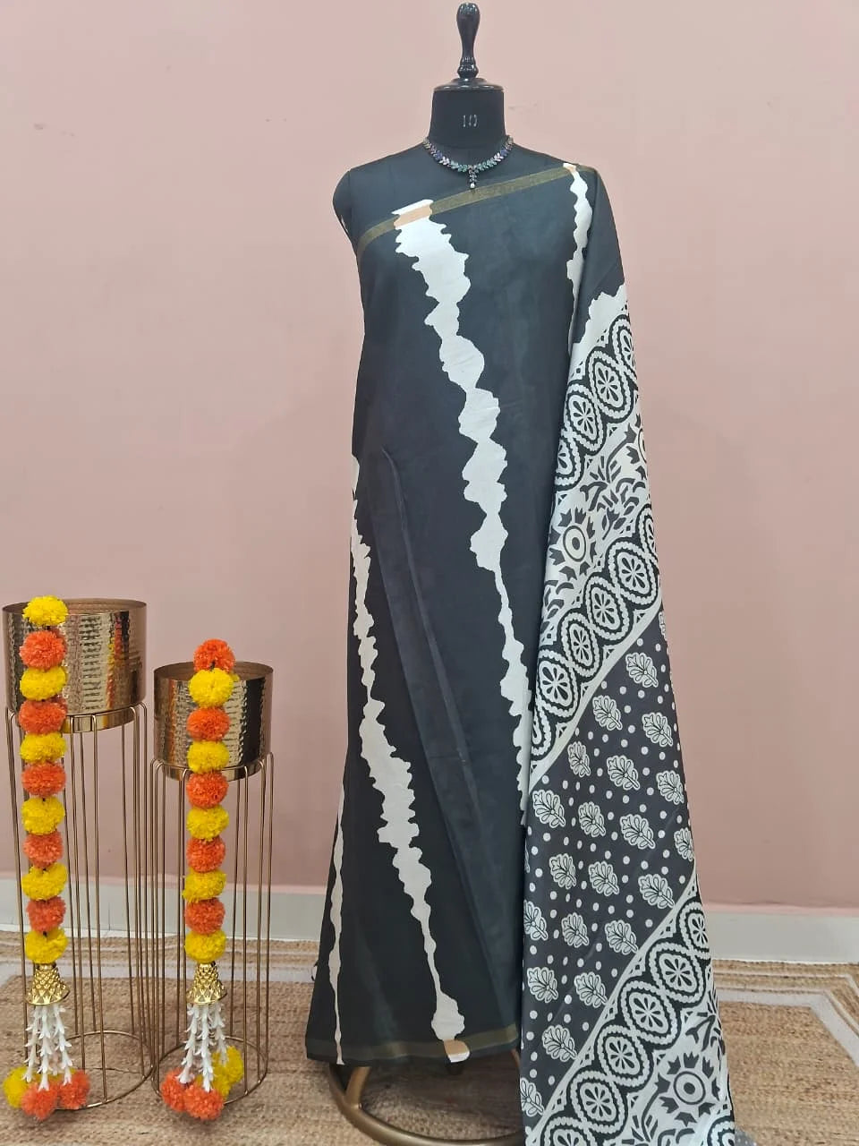 Rich Black Chanderi Saree