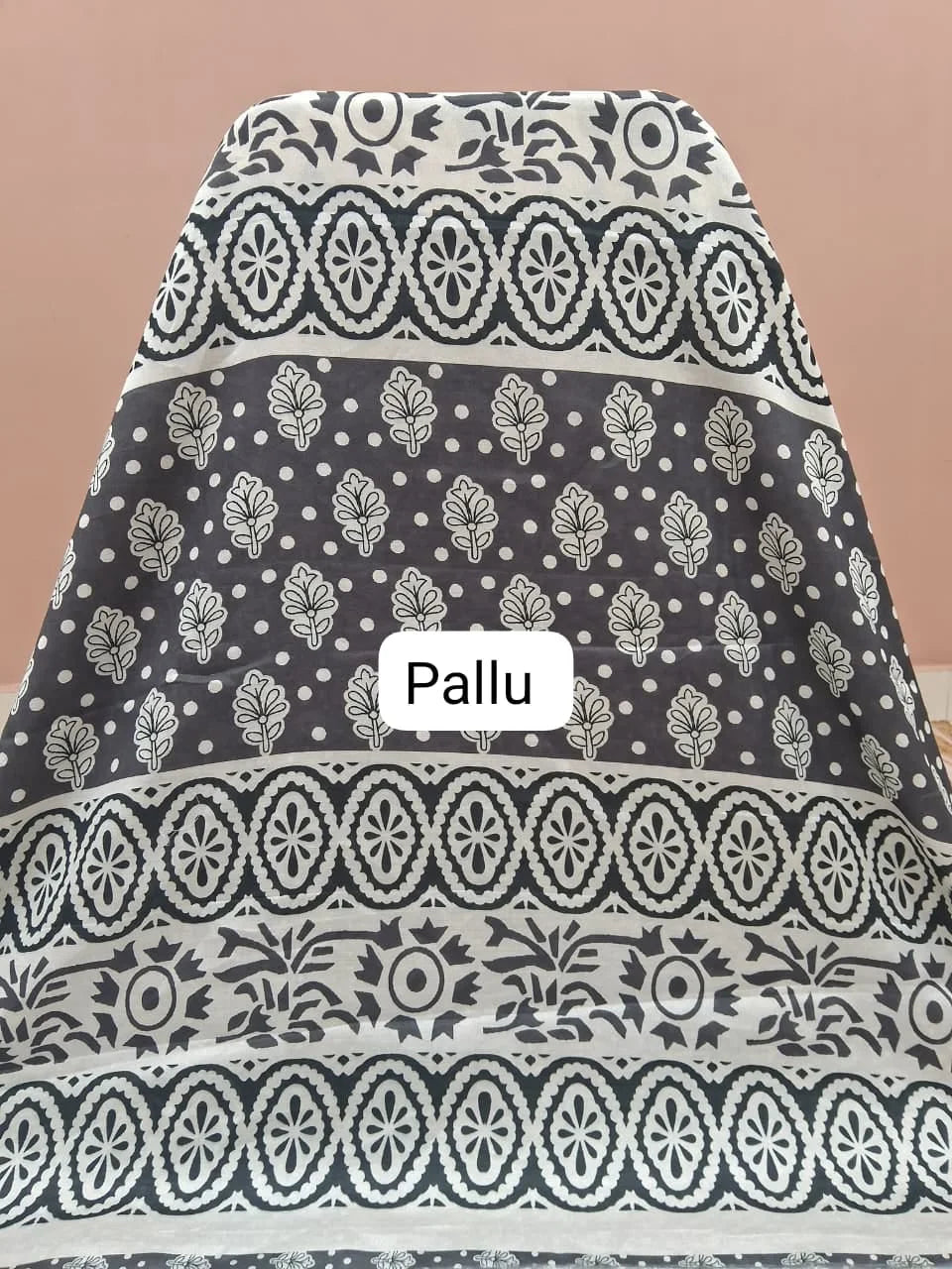 Rich Black Chanderi Saree Pallu