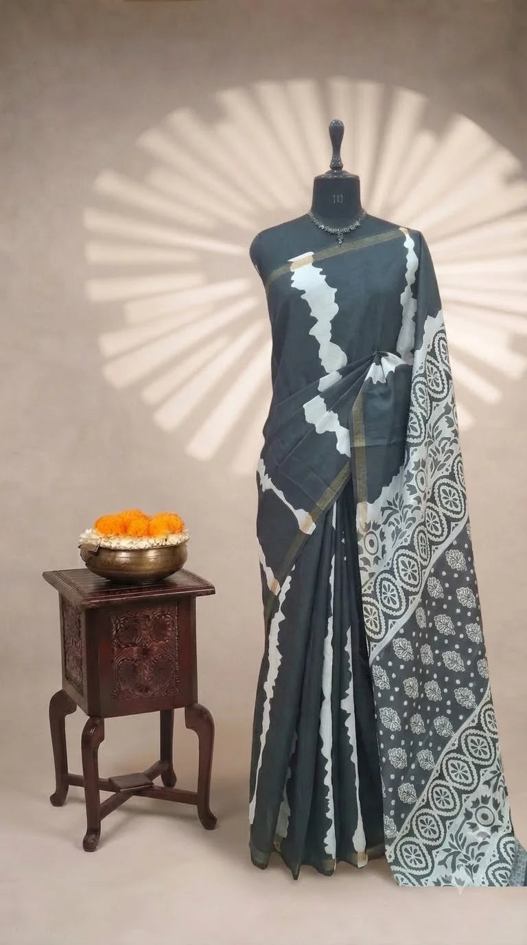 Rich Black Chanderi Saree